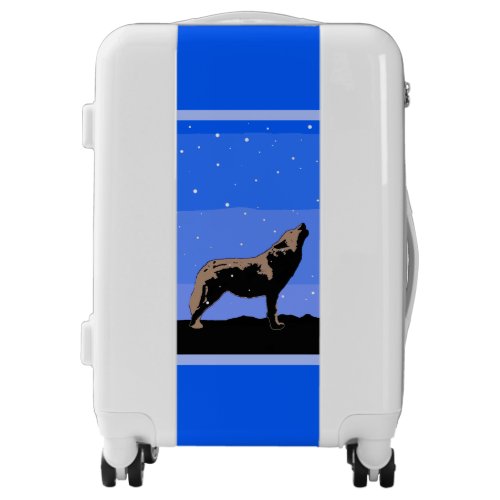 Howling Wolf in Winter  _ Original Wildlife Art Luggage