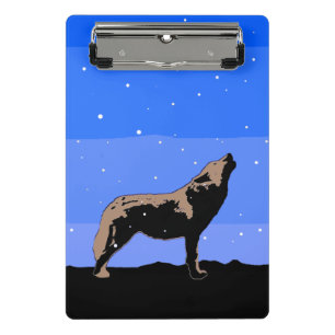 Howling Wolf in Winter  - Original Wildlife Art Mini Clipboard