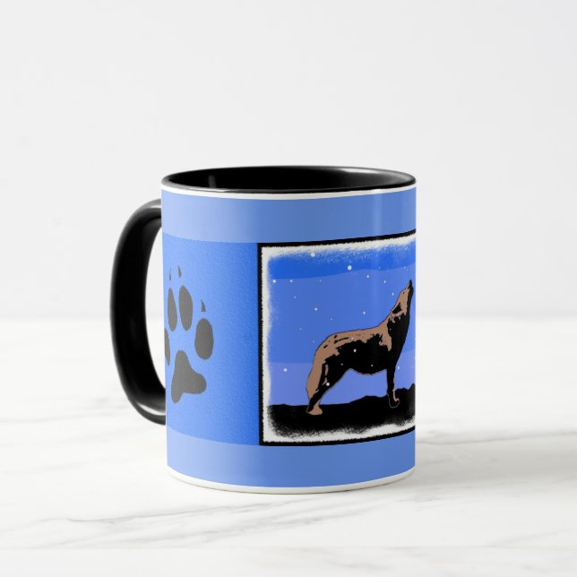 Howling Wolf in Winter  - Original Wildlife Art Mug (Front Left)