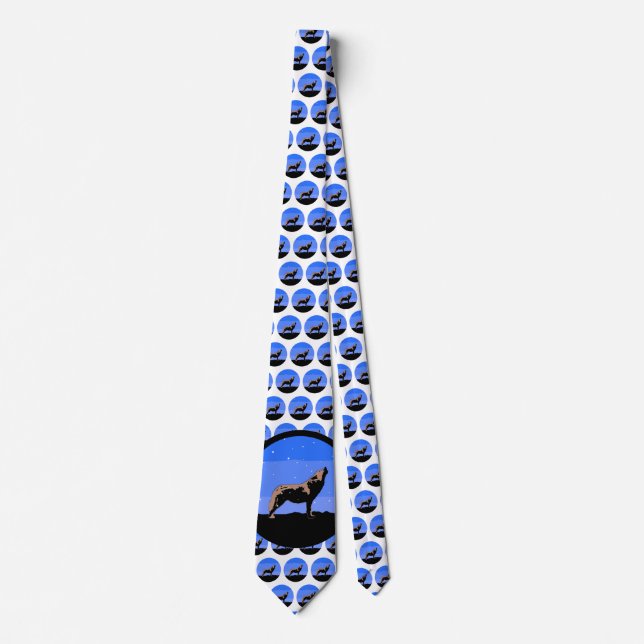 Howling Wolf in Winter  - Original Wildlife Art Neck Tie (Front)