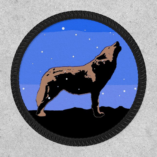 Howling Wolf in Winter  - Original Wildlife Art Patch (Front)