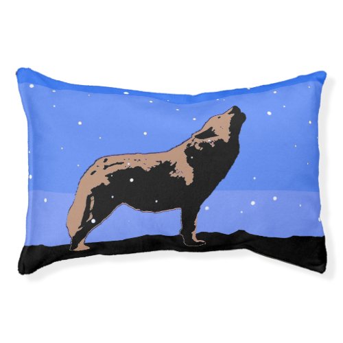 Howling Wolf in Winter  _ Original Wildlife Art Pet Bed