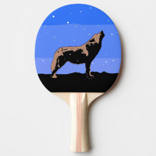 Howling Wolf in Winter  - Original Wildlife Art Ping Pong Paddle