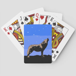 Howling Wolf in Winter - Original Wildlife Art Poker Cards