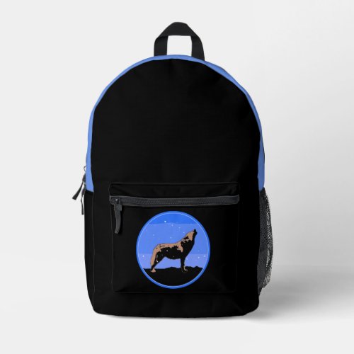 Howling Wolf in Winter  _ Original Wildlife Art Printed Backpack