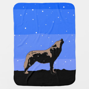 Howling Wolf in Winter  - Original Wildlife Art Receiving Blanket