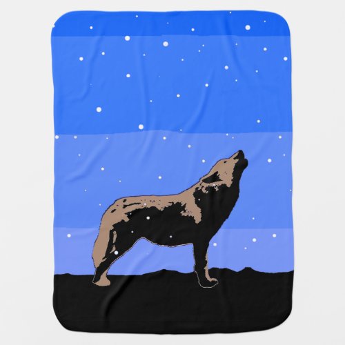 Howling Wolf in Winter  _ Original Wildlife Art Receiving Blanket