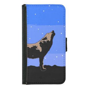 Howling Wolf in Winter - Original Wildlife Art Samsung Galaxy S5 Wallet Case