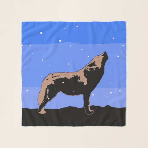 Howling Wolf in Winter  _ Original Wildlife Art Scarf
