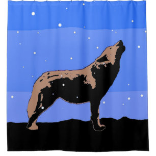 Howling Wolf in Winter  - Original Wildlife Art Shower Curtain