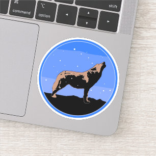 Howling Wolf in Winter - Original Wildlife Art Sticker
