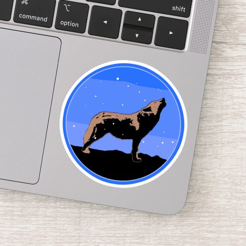 Howling Wolf in Winter  _ Original Wildlife Art Sticker