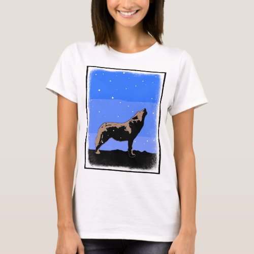 Howling Wolf in Winter  _ Original Wildlife Art T_Shirt