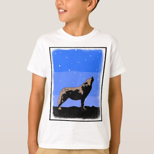 Howling Wolf in Winter  _ Original Wildlife Art T_Shirt