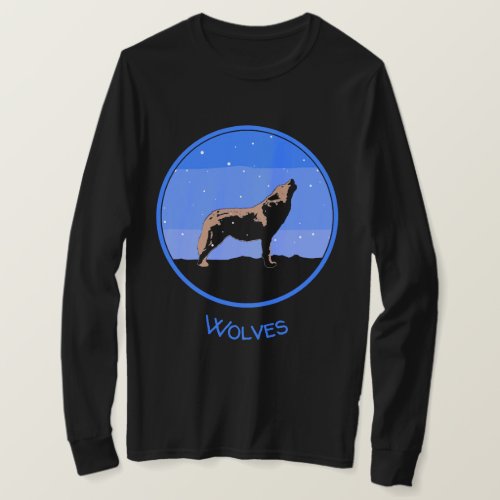 Howling Wolf in Winter  _ Original Wildlife Art T_Shirt