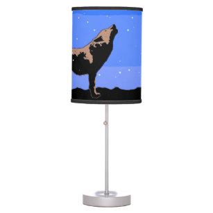 Howling Wolf in Winter  - Original Wildlife Art Table Lamp