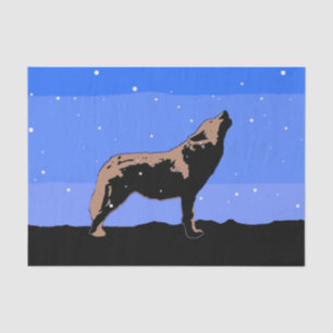 Howling Wolf in Winter - Original Wildlife Art Tissue Paper