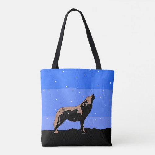 Howling Wolf in Winter  _ Original Wildlife Art Tote Bag