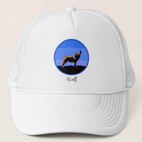 Howling Wolf in Winter  _ Original Wildlife Art Trucker Hat