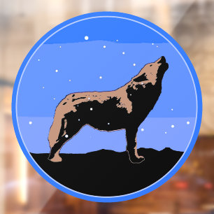 Howling Wolf in Winter - Original Wildlife Art Window Cling