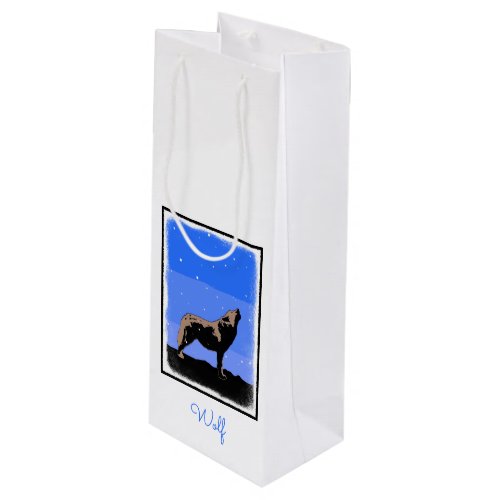 Howling Wolf in Winter  _ Original Wildlife Art Wine Gift Bag