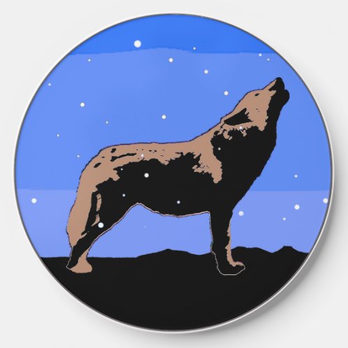 Howling Wolf in Winter  _ Original Wildlife Art Wireless Charger