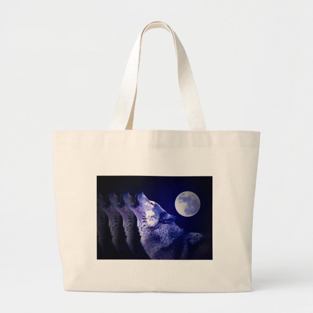 Howling Wolf Large Tote Bag (Front)