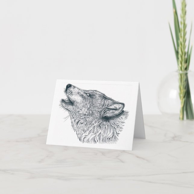 Howling Wolf Letterpress Thank You Card (Front)