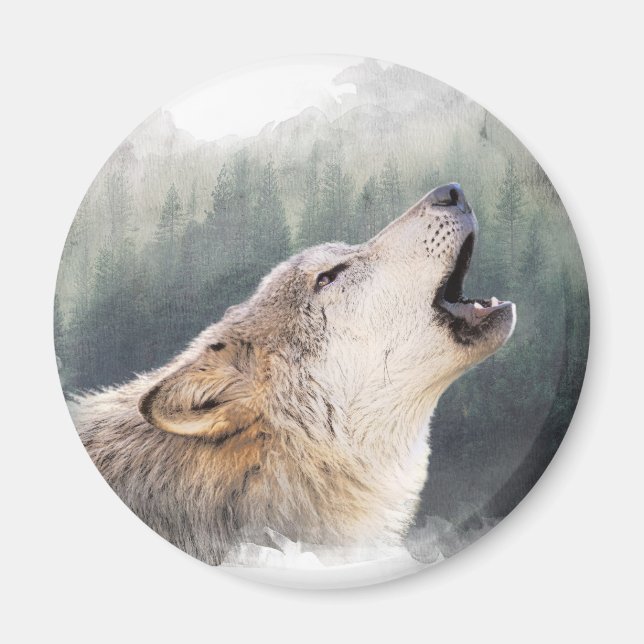 Howling Wolf Magnet (Front)