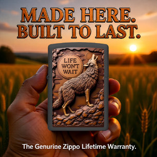 Howling Wolf Monochrome Motivational Cliff Zippo Lighter