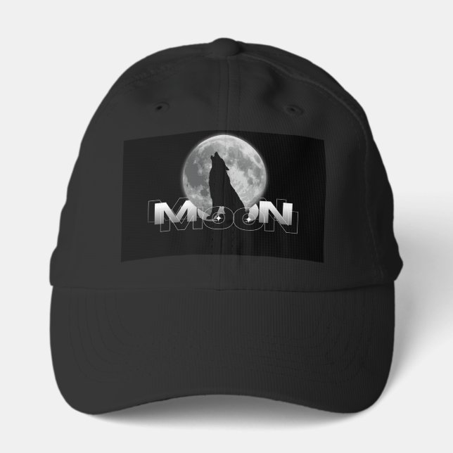 Howling Wolf Moon Cap | Black Aesthetic Dad Hat |  (Front)
