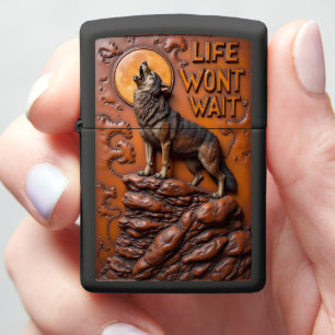 Howling Wolf Moon Cliff Quote Zippo Lighter
