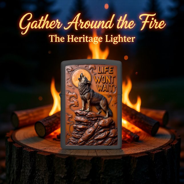 Howling Wolf Moon Cliff Quote Zippo Lighter (Creator Uploaded)