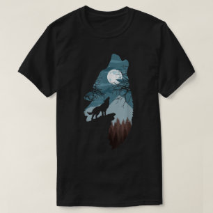 Howling Wolf Moon Forest Art T-Shirt