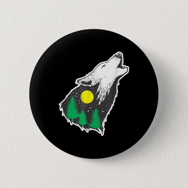 Howling Wolf Moon Forest Environmental Protection  Button (Front)