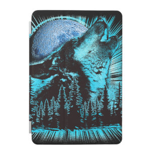 Howling Wolf Moon Pine Forest Art iPad Mini Cover