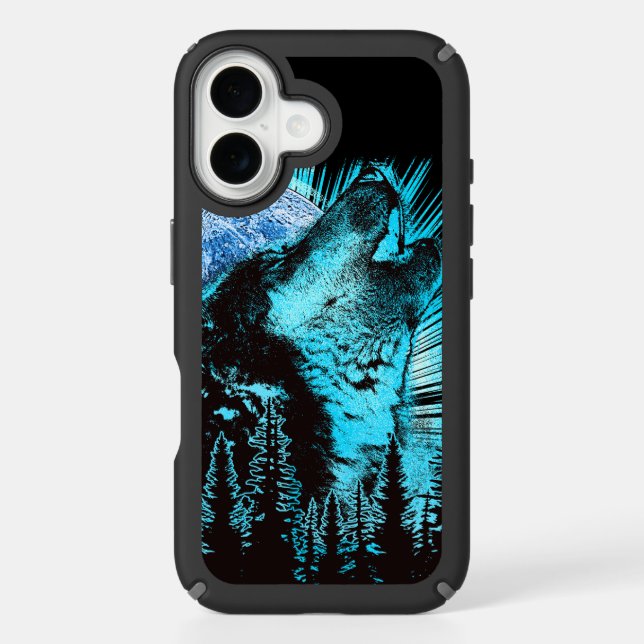 Howling Wolf Moon Pine Forest Speck iPhone Case (Front)