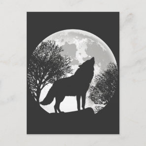 Howling Wolf Moon Silhouette Illustration Postcard