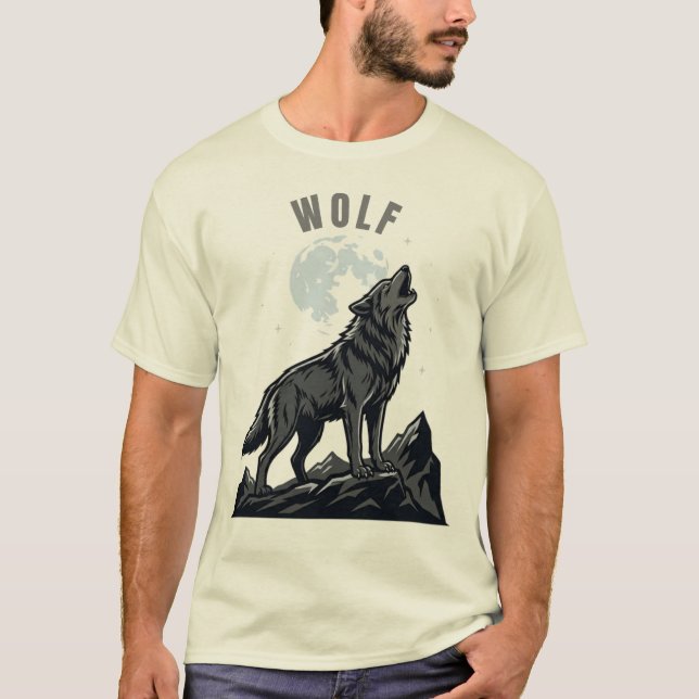 Howling Wolf Moon T-Shirt – Wild Lone Wolf Design (Front)