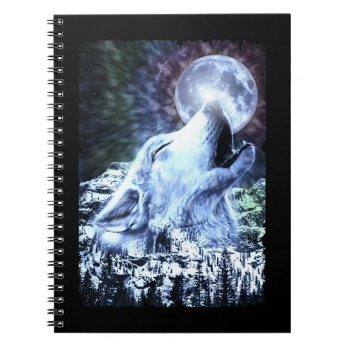 Howling Wolf Moon Wolves Winter Notebook
