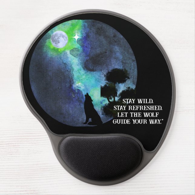 Howling Wolf Moonlight – Mystical Forest Night Wat Gel Mouse Pad (Front)