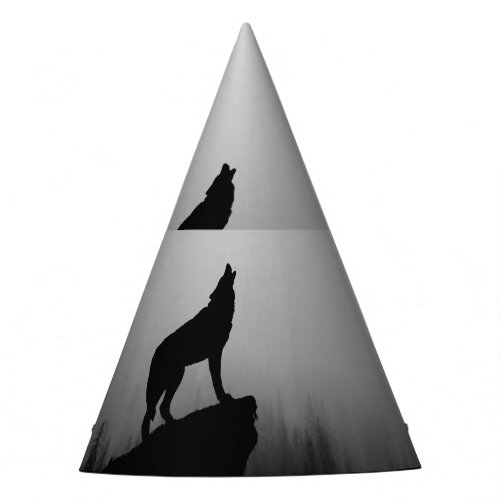 Howling Wolf Moonlit Night Scene Party Hat