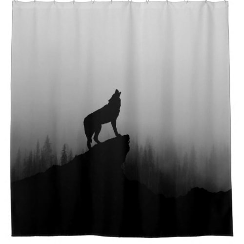 Howling Wolf Moonlit Night Scene Shower Curtain