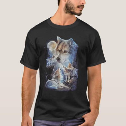 Howling Wolf Mountain Moon Unisex T_Shirt
