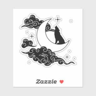 Howling Wolf Mystical Moon Wild Nature & Lunar Art Sticker