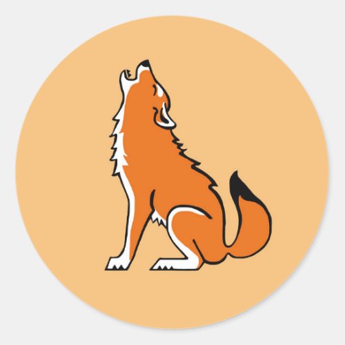 Howling Wolf _ Nature _ Wildlife _Orange  Classic Round Sticker