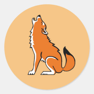 Howling Wolf - Nature - Wildlife -USA - Orange Classic Round Sticker