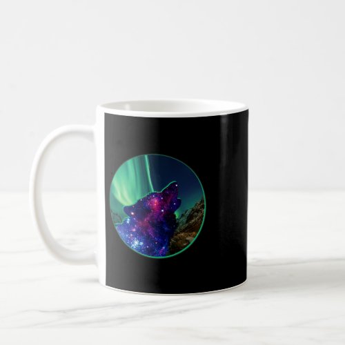 Howling Wolf Northern Lights Aurora Borealis Alask Coffee Mug