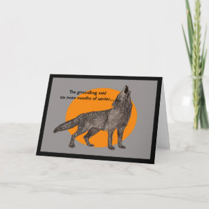 Howling wolf on Ground Hog Day Card