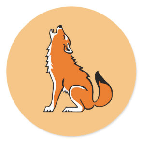 Howling Wolf - Orange classic round sticker